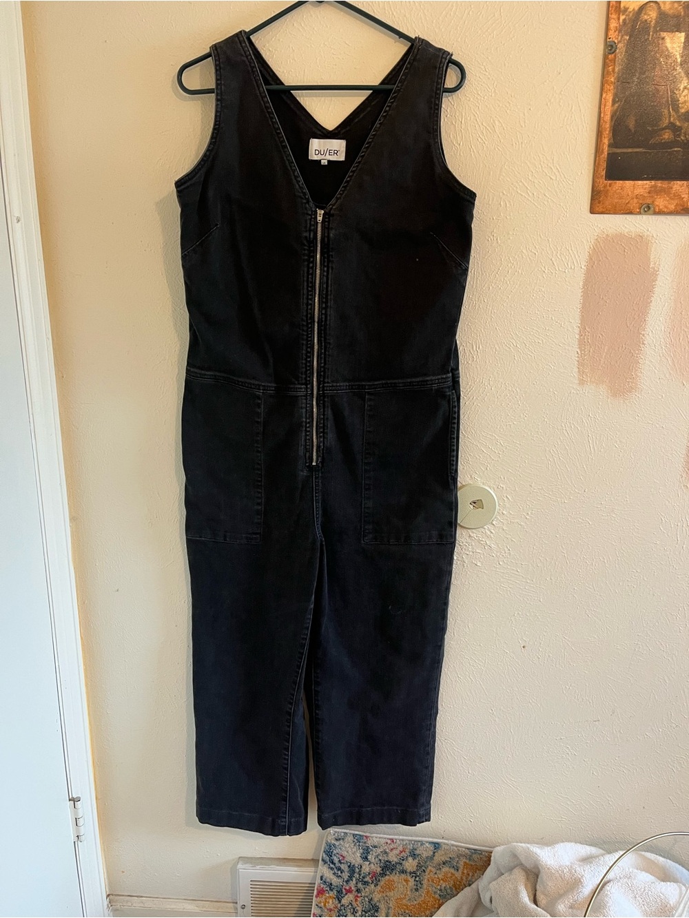 DU/ER Black Zip-Front Sleeveless Jumpsuit